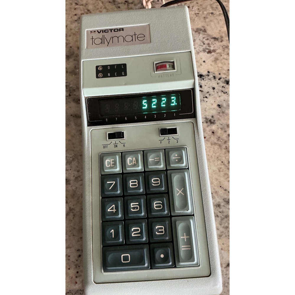 Victor Tallymate Model 85 Calculator Vintage VFD Green Display‎ Japan AC Adapter